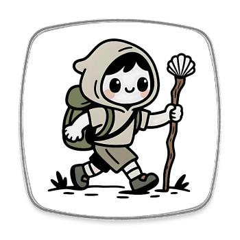Pèlerin sur le chemin de Compostelle - Magnet carré - blanc - Devant