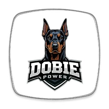Dobie Power Doberman Motif - Square fridge magnet - white - Front