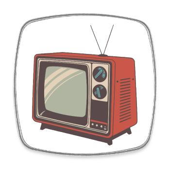 Vintage orange retro TV - Square fridge magnet - white - Front