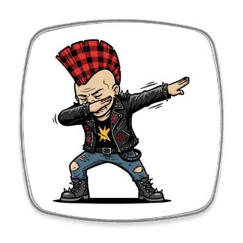 Dabbing Punk – Cheeky Cartoon Style - Square fridge magnet - white - Front