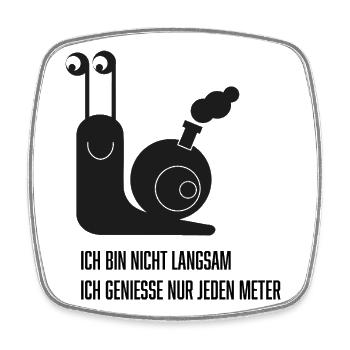 Schnecke mit lustigem Spruch - Viereckiger Kühlschrankmagnet - Weiß - Vorne