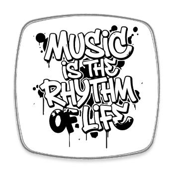 Music Rhythm of Life Typography - Square fridge magnet - white - Front