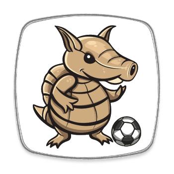 Armadillo Kicker Cartoon Design - Viereckiger Kühlschrankmagnet - Weiß - Vorne