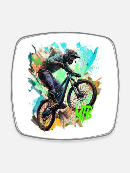 MTB-Fahrrad - Viereckiger Kühlschrankmagnet - Weiß
