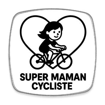 Super Cycling Mom – Cœur vélo cyclisme - Square fridge magnet - white - Front
