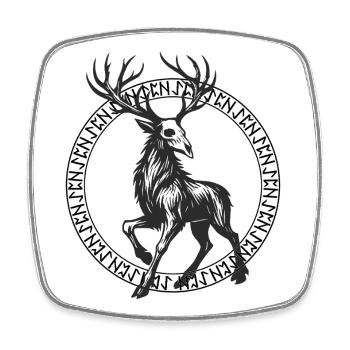 Deer in a Circle Rune Frame - Square fridge magnet - white - Front
