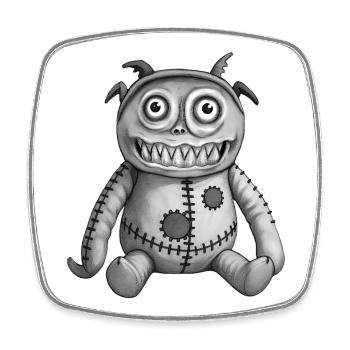 MONSTER DOLL #7 [Black & White] - Square fridge magnet - white - Front
