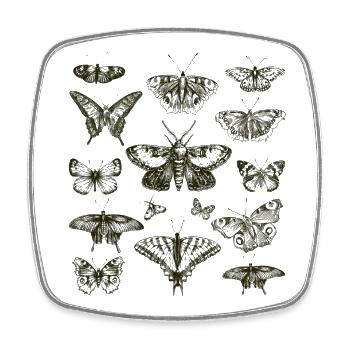 Hand Drawn Butterflies vintage - Square fridge magnet - white - Front