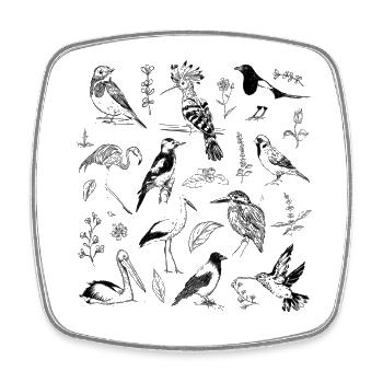 Vögel Liebhaber, Retro-Vogel-Tattoo - Viereckiger Kühlschrankmagnet - Weiß - Vorne