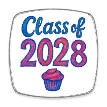 Cupcake-Gradient der Klasse 2028 - Viereckiger Kühlschrankmagnet - Weiß - Vorne