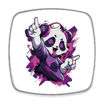 Party Panda Musik Spaß - Viereckiger Kühlschrankmagnet - Weiß - Vorne