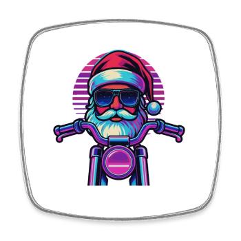 Weihnachtsmann Motorrad Biker Geschenk Lustig - Viereckiger Kühlschrankmagnet - Weiß - Vorne