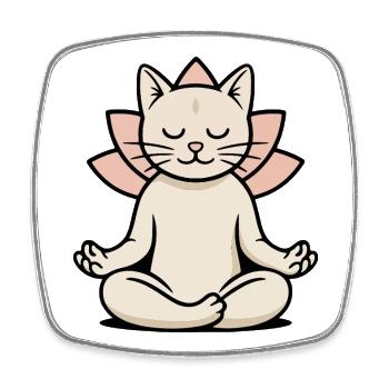 Zen-Yoga Katze im Lotussitz - Achtsam & süß - Viereckiger Kühlschrankmagnet - Weiß - Vorne