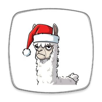 Llama with Santa Hat Alpaca Anti Christmas - Square fridge magnet - white - Front