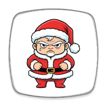 Dessin animé du Père Noël en colère anti-Noël - Magnet carré - blanc - Devant