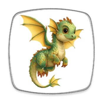 Drache - Viereckiger Kühlschrankmagnet - Weiß - Vorne