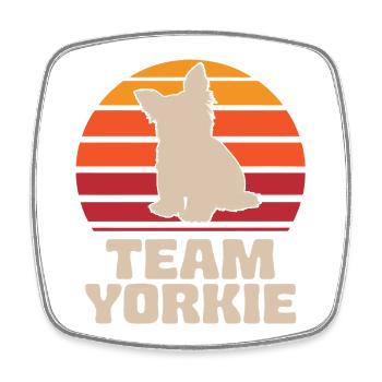 Team Yorkie Retro Yorkshire Terrier - Square fridge magnet - white - Front