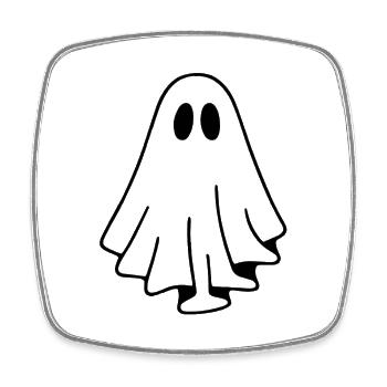 Fantôme Silencieux dans une Cape Drapée - Magnet carré - blanc - Devant