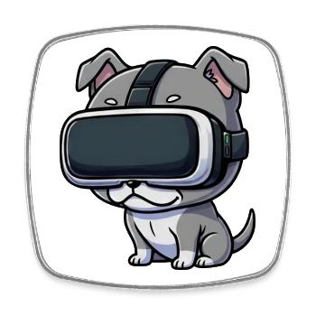 Mignon Pitbull Dog Cartoon Gamer Réalité Virtuelle - Magnet carré - blanc - Devant
