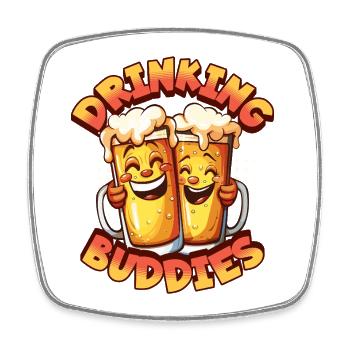 Beer Drinking Buddies Partnerlook Beer Mugs Funny - Square fridge magnet - white - Front