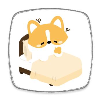 Corgi fatigué sur le lit - Magnet carré - blanc - Devant