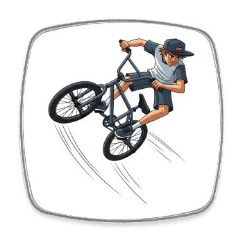 Freestyle BMX Street Art Trick Rider Street - Magnet carré - blanc - Devant