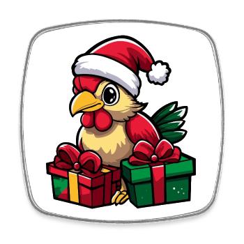 Cadeaux de Noël du Coq - Magnet carré - blanc - Devant