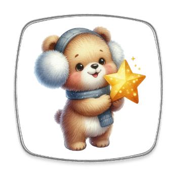 Cozy bear with Star Wish - Square fridge magnet - white - Front