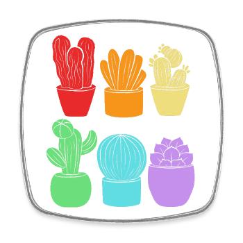 Cacti Plant Cactus - Square fridge magnet - white - Front