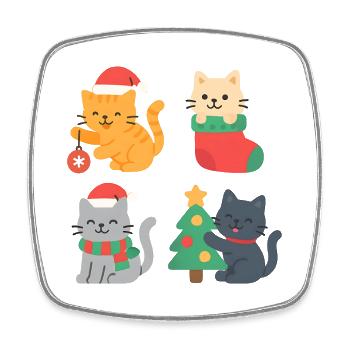 Weihnachtskatzen: Bunte Katzen-Ausgaben - Viereckiger Kühlschrankmagnet - Weiß - Vorne