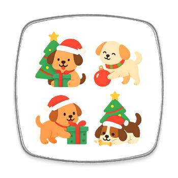 Weihnachtshunde mit Geschenken - Viereckiger Kühlschrankmagnet - Weiß - Vorne