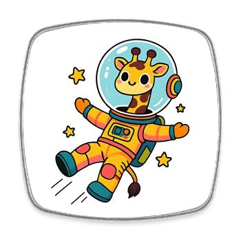 Kawaii-Astronautin Giraffe - Viereckiger Kühlschrankmagnet - Weiß - Vorne