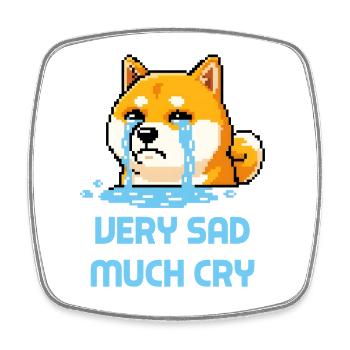 Sehr traurig Much Cry – Doge-Meme-Pixelart - Viereckiger Kühlschrankmagnet - Weiß - Vorne