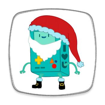 Retro Game Console with Santa Claus Santa Hat - Square fridge magnet - white - Front