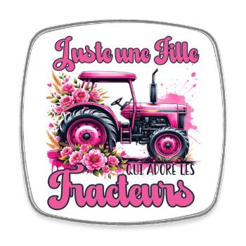 Juste Une Fille Qui Adore Les Tracteurs Humour - Magnet carré - blanc - Devant