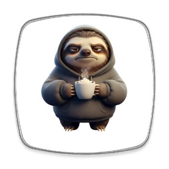 Sloth Coffee Humor for Morning Grouches - Square fridge magnet - white - Front