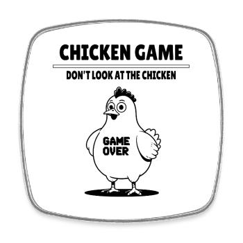 Game Over Retro Hühnchen - Lustiges Gaming Motiv - Viereckiger Kühlschrankmagnet - Weiß - Vorne