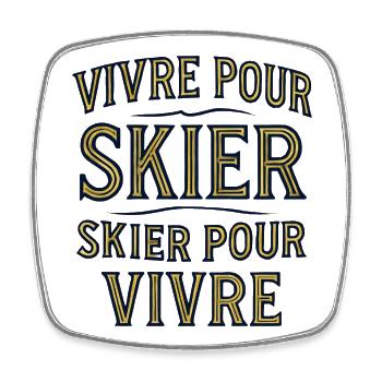 Live to Ski, Ski to Live - Square fridge magnet - white - Front