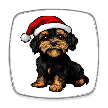 Chien Père Noël - Magnet carré - blanc - Devant