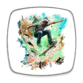 skateboarding - Square fridge magnet - white - Front