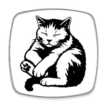 Silhouette du chat endormi - Magnet carré - blanc - Devant
