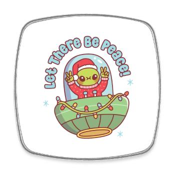 Extraterrestre dans un OVNI Laisse y avoir la paix Noël drôle - Magnet carré - blanc - Devant