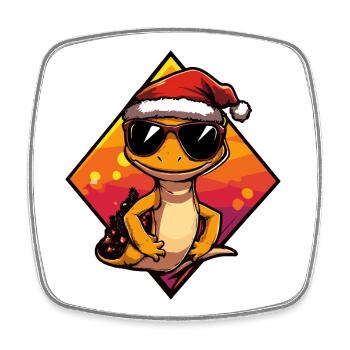 Gecko Lizard Santa Look - Viereckiger Kühlschrankmagnet - Weiß - Vorne