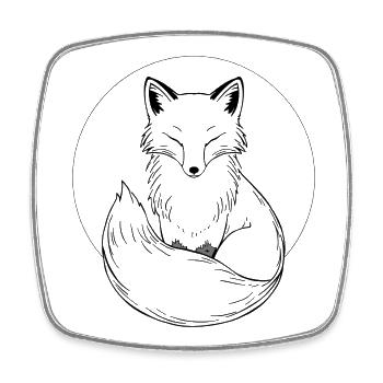 Fuchs in einem linearen Kreis - Viereckiger Kühlschrankmagnet - Weiß - Vorne