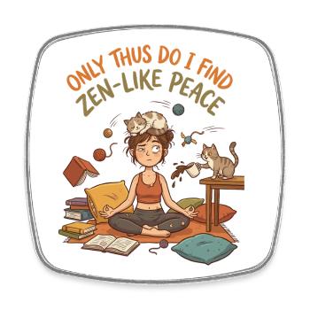 Zen Cats Chaos Yoga - Magnet carré - blanc - Devant