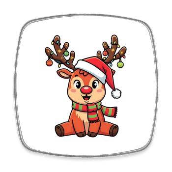 Festliches Rentier motiv für Weihnachten - Viereckiger Kühlschrankmagnet - Weiß - Vorne