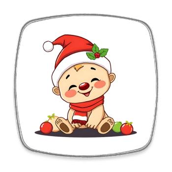 Lustiges Xmas Baby im Winterlook - Viereckiger Kühlschrankmagnet - Weiß - Vorne
