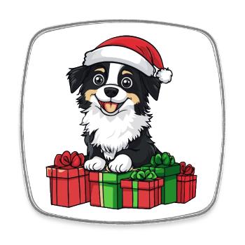 Border Collie Hund Weihnachten Geschenke - Viereckiger Kühlschrankmagnet - Weiß - Vorne