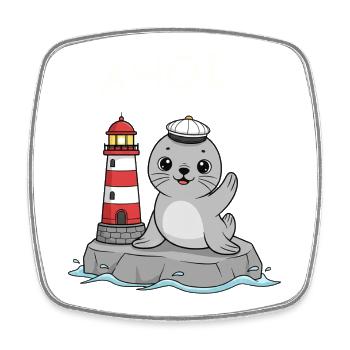 Seal Baby Ahoy - Square fridge magnet - white - Front