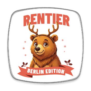 Berlin Bear Christmas Reindeer - Square fridge magnet - white - Front